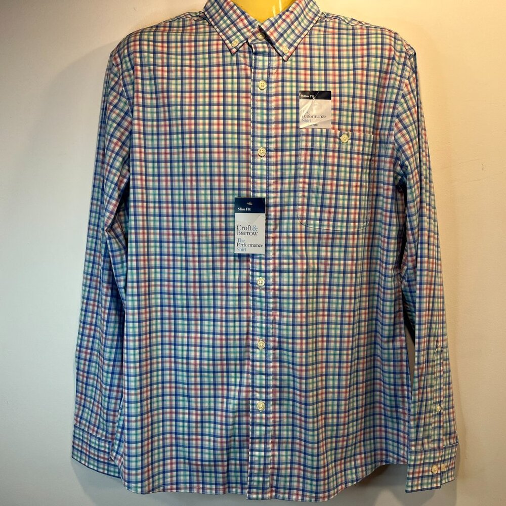 Croft & Barrow Men’s Slim Fit Performance Button-Down Shirt – Size M - NWT